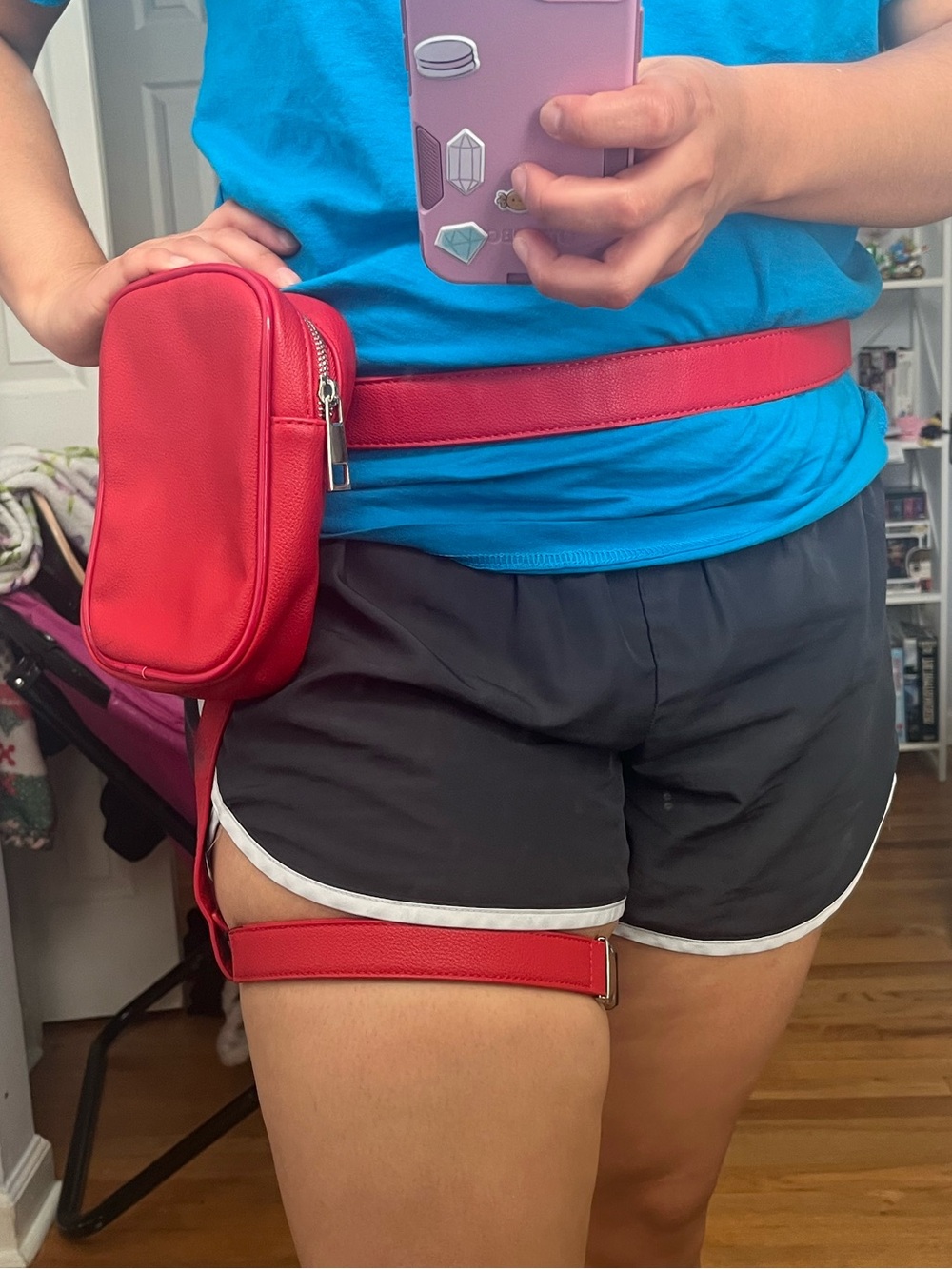 Fashion Nova Red Faux Leather Fanny pack with Thigh Strap